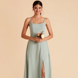 Birdy Grey Light Green Sage Chiffon Maxi Dress